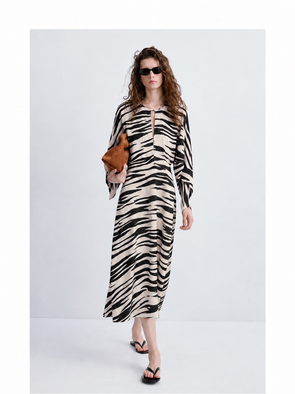 COS Black and Cream Zebra-Print Maxi Dress